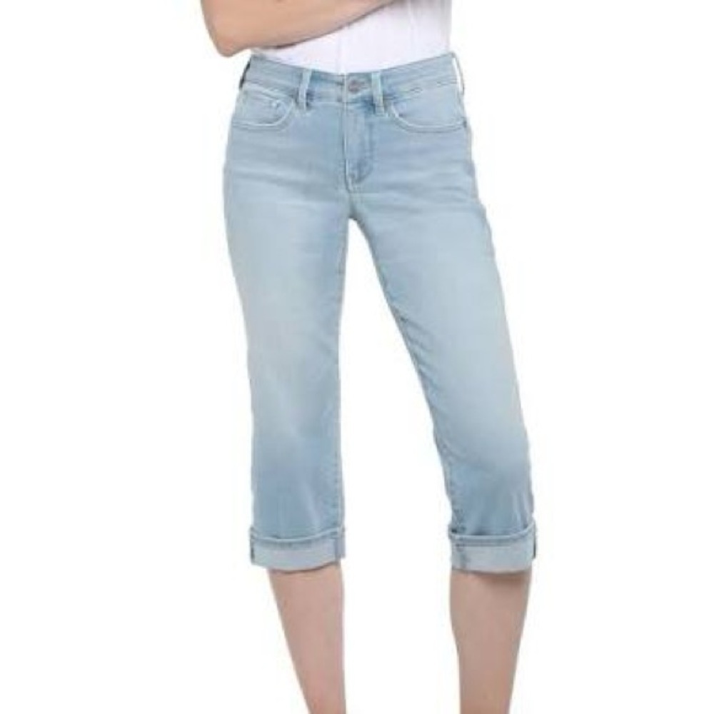 New NYDJ Marilyn straight cool embrace Light Wash crop Jeans Hollander denim
